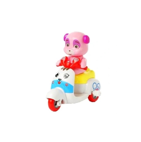 Barevný medvídek na motorce na klíček - růžová