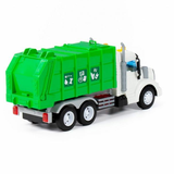 Popelářský vůz se zeleným kontejnerem