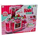 Růžová dětská dvojitá kuchyňka s příslušenstvím