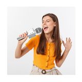 Bezdrátový karaoke mikrofon stříbrný