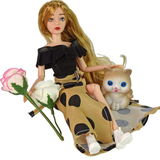 Panenka Emily s kočičkou a růžemi