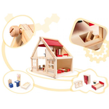 Dřevěný domeček pro panenky s doplňky