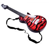 Elektrická rocková kytara s mikrofonem červená