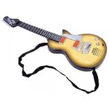 Elektrická rocková kytara s mikrofonem: barva dřeva