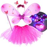 Svítící kostým motýlí víla s křídly růžový