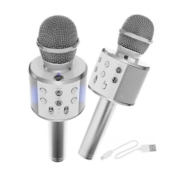 Bezdrátový karaoke mikrofon s reproduktorem - černá