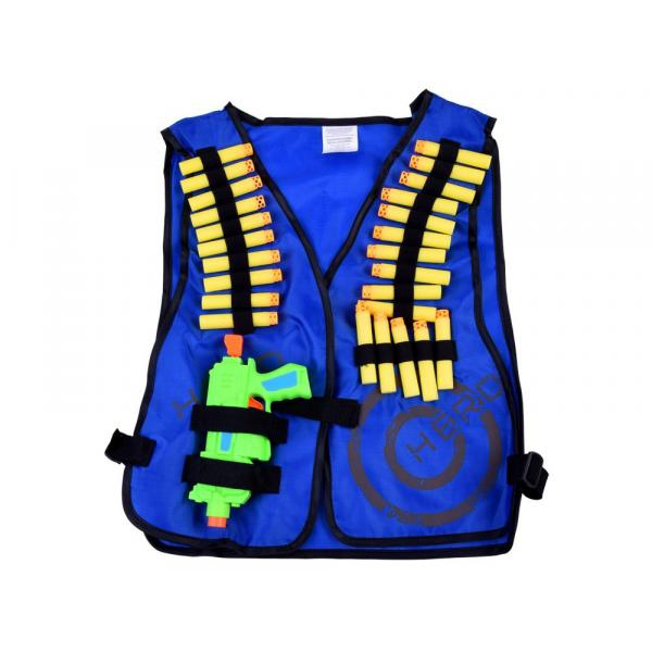 Levně Bojová vesta NERF s pistolí a náboji - modrá