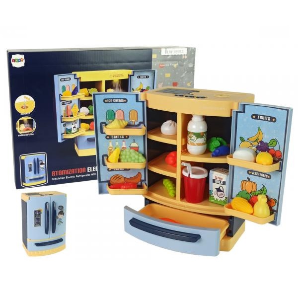 Dětská chladnička s výrobky pro miminka s modrým světlem a zvukem.