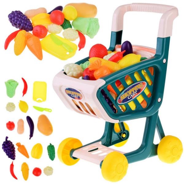 Levně Dětský nákupní vozík s ovocem a zeleninou