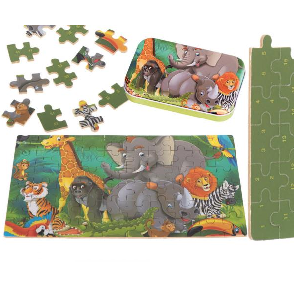 Levně Dřevěné pohádkové puzzle - slon 60 ks