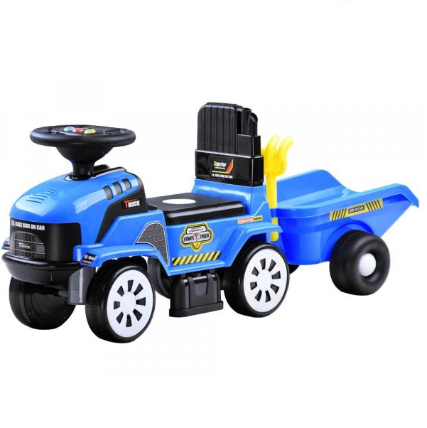 Levně Odrážedlo traktor s přívěsem modrý