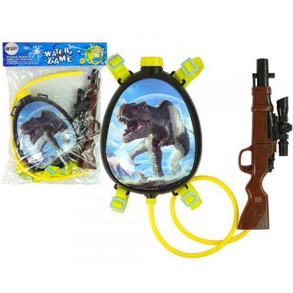 Levně Pistole na vodu se zásobníkem s obrázkem dinosaura modrý