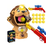 Střílející hra lev - puška na pěnové míčky a terč ve tvaru lva