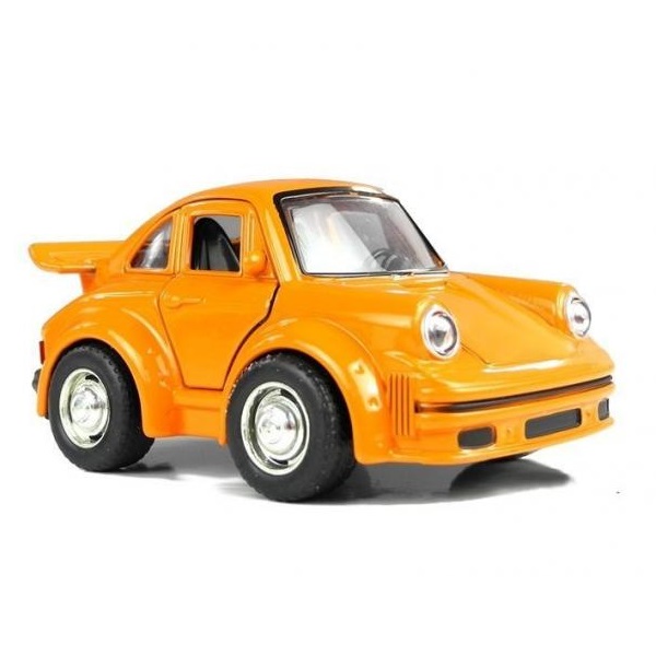 Levně Retro osobní kovové auto se zvukem - Porsche - oranžová