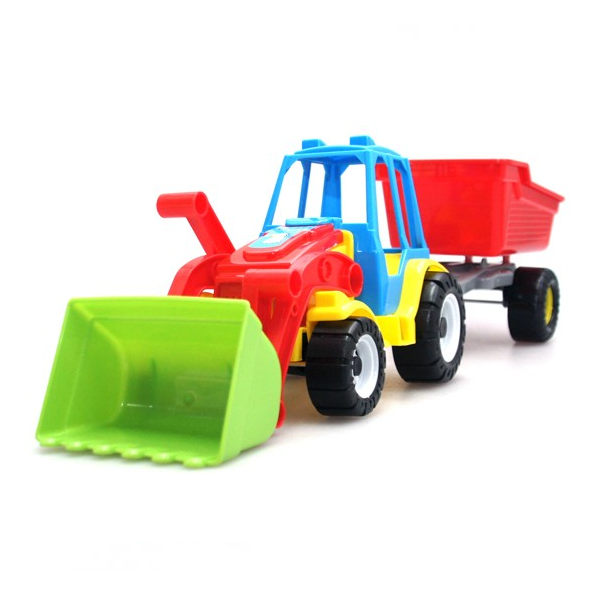 Levně Traktor nakladač s dvoukolovým přívěsem