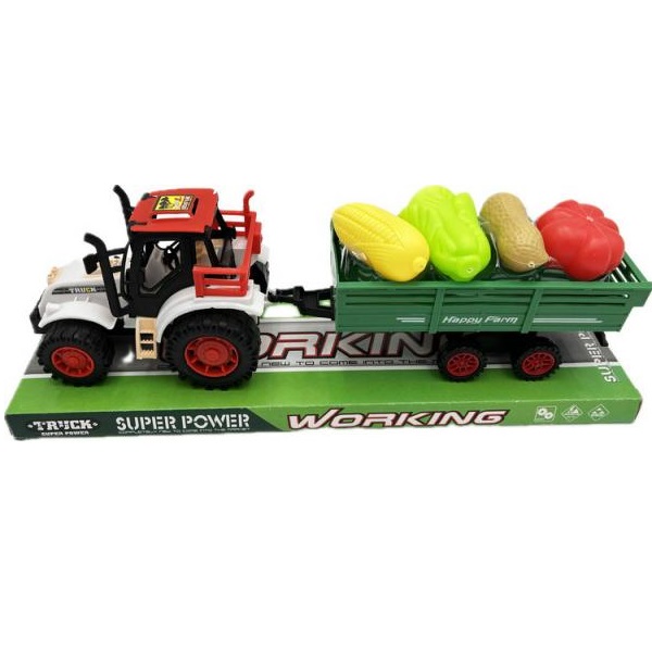 Traktor s vlečkou a zeleninou