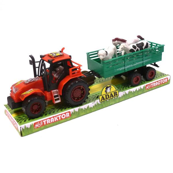 Traktor s vlečkou a zvířátky z farmy